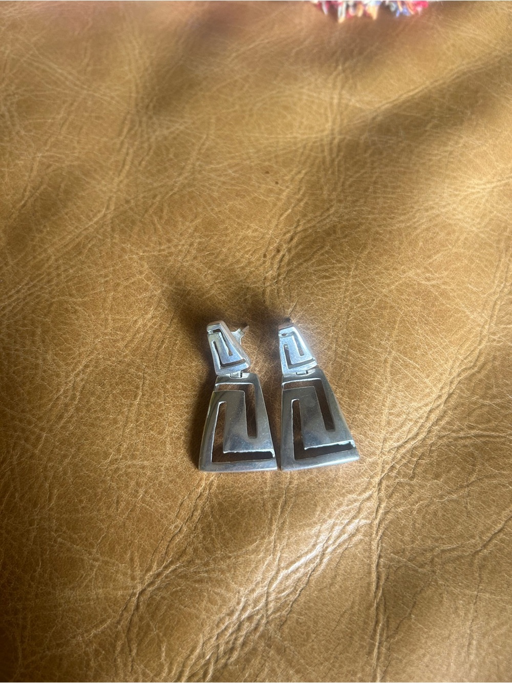 Sterling Silver Geometric Drop Earrings - Silver